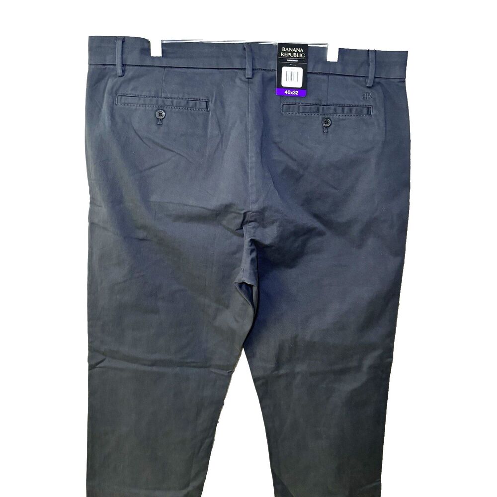 Banana Republic Pants Chino Mens 40X32 Gray Flat front Straight Leg Stretch NEW